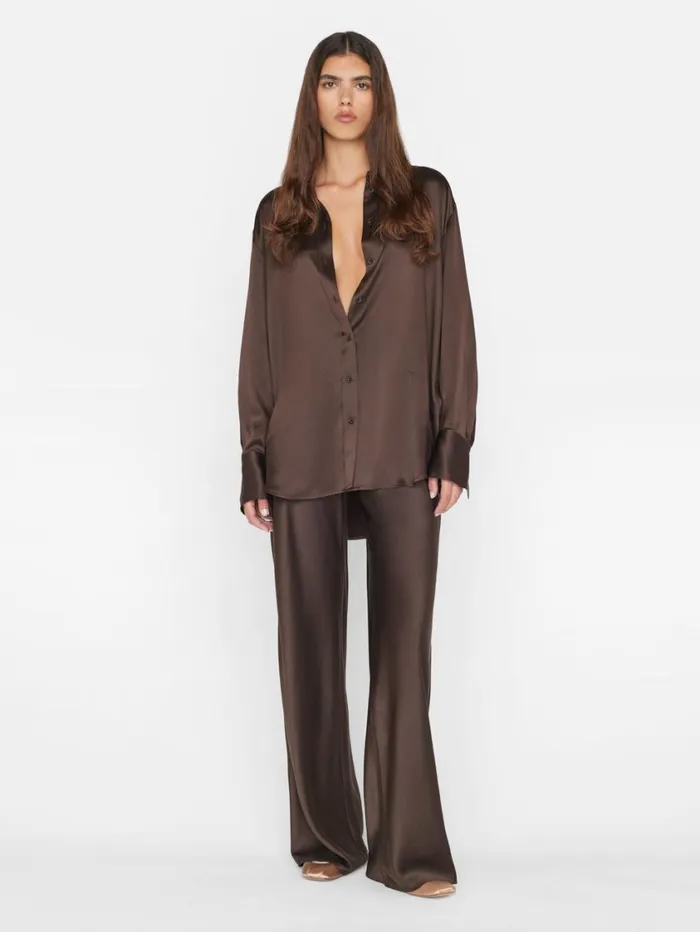 Women Pants FRAME Wide Leg Pull On Pant 8212 Espresso Women Pants FRAME Wide Leg Pull On Pant 8212 Espresso