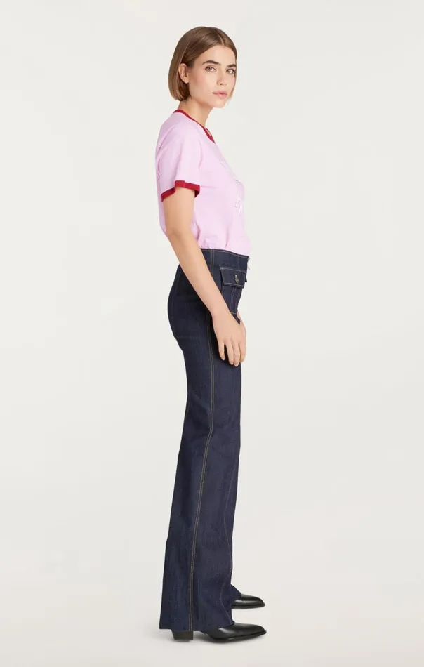 Women Paris New York Ringer Tee Pinkopal Cinq Sept Tees