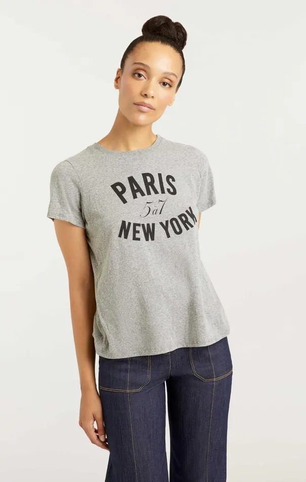 Women Paris New York Tee Heathergreyblack Cinq Sept Tees