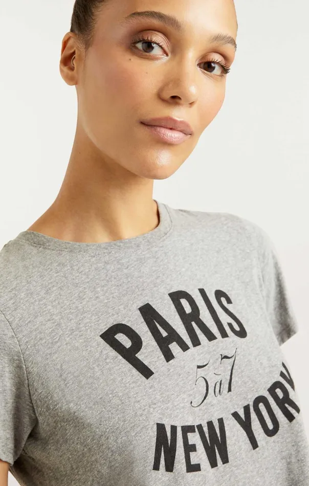Women Paris New York Tee Heathergreyblack Cinq Sept Tees