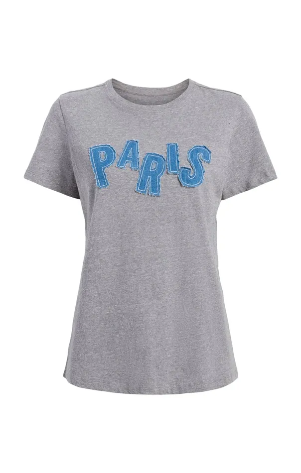 Women Patched Denim Paris Tee Heathergrey Cinq Sept Tees
