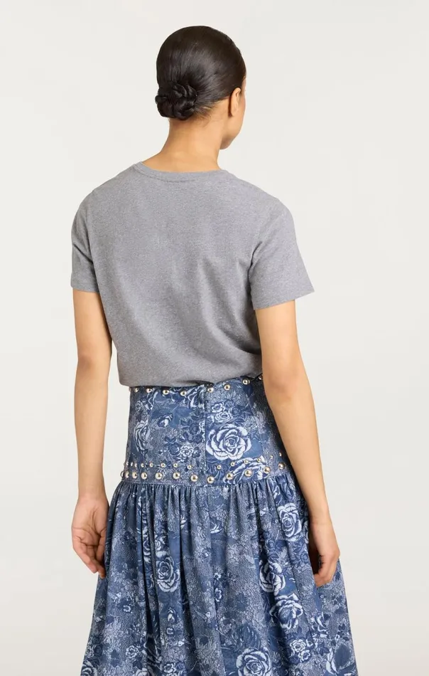Women Patched Denim Paris Tee Heathergrey Cinq Sept Tees
