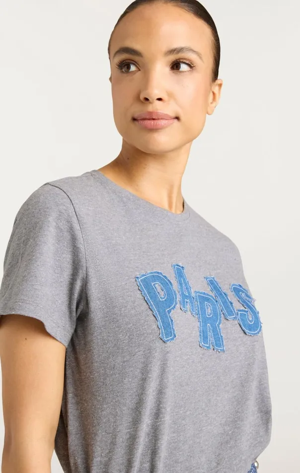 Women Patched Denim Paris Tee Heathergrey Cinq Sept Tees