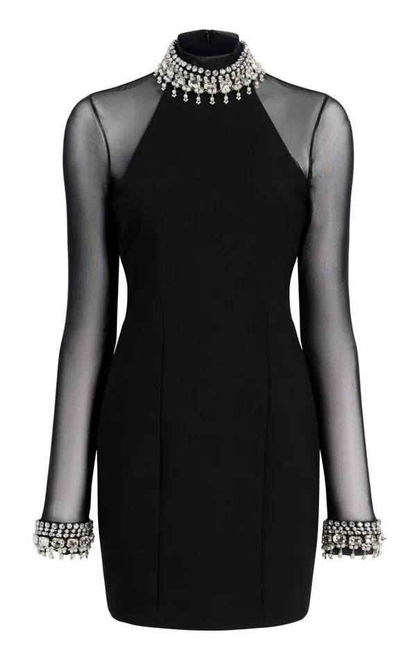 Women Pearl Trim Loretta Dress Blacksilver Cinq Sept Mini