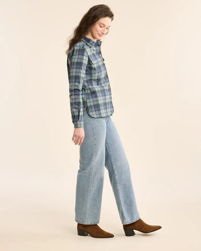 Women PLAID BOARD SHIRT Blue Original Surf Pendleton Shirts and Blouses