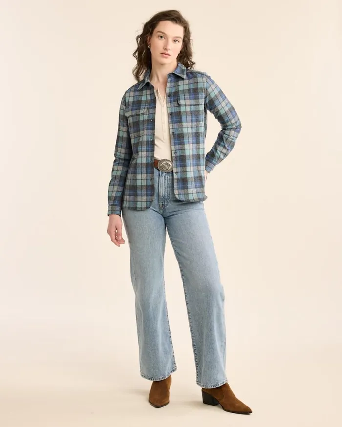 Women PLAID BOARD SHIRT Blue Original Surf Pendleton Shirts and Blouses