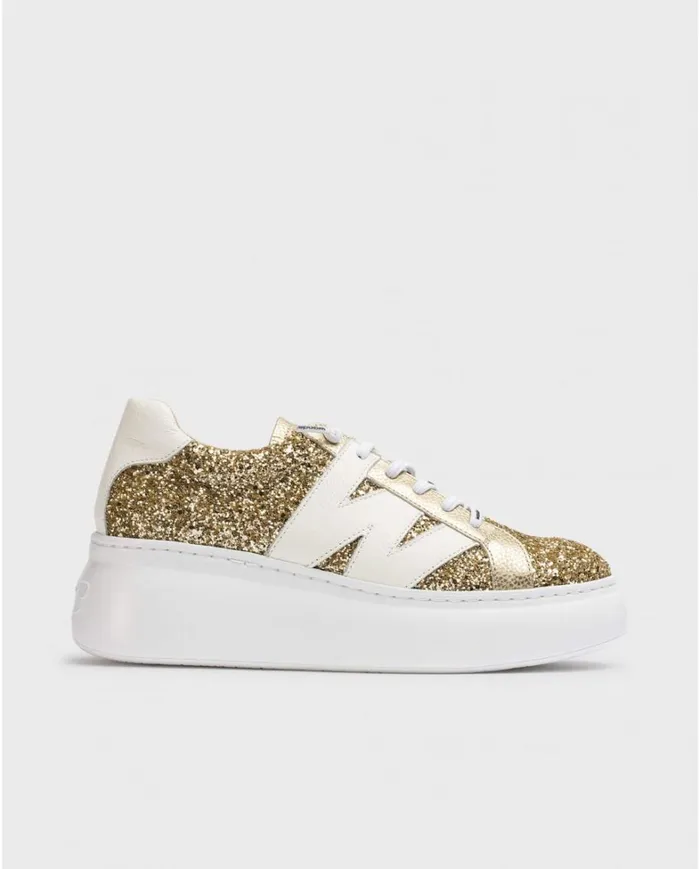 Women Platinum Glitter DORITA Sneaker Wonders Platforms
