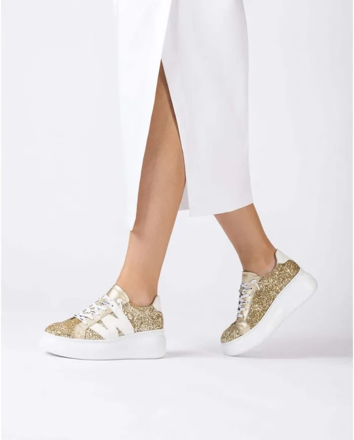 Women Platinum Glitter DORITA Sneaker Wonders Platforms Women Platinum Glitter DORITA Sneaker Wonders Platforms