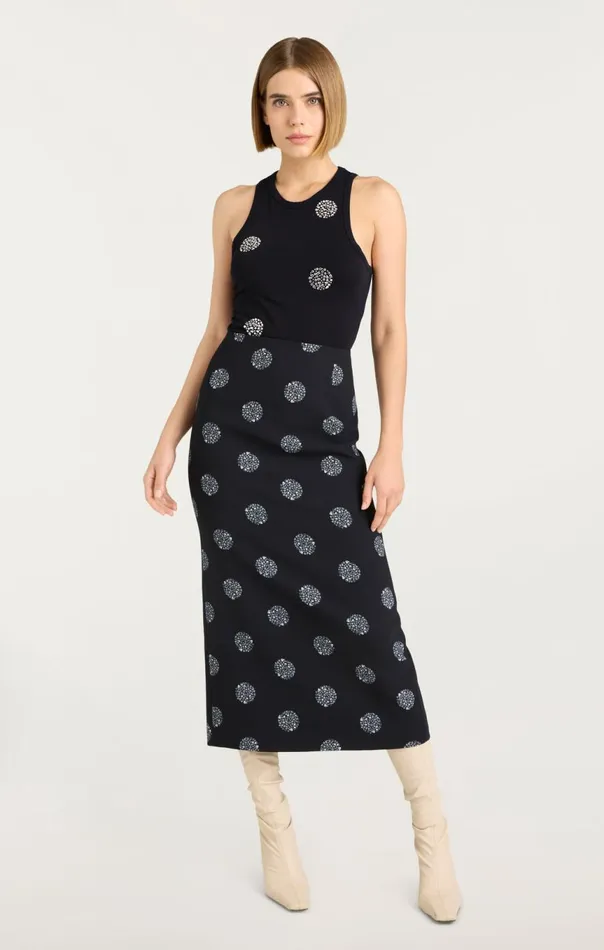 Women Polka Dot Embellished Lizzie Tank Blacksilver Cinq Sept Tank Tops and Camisoles