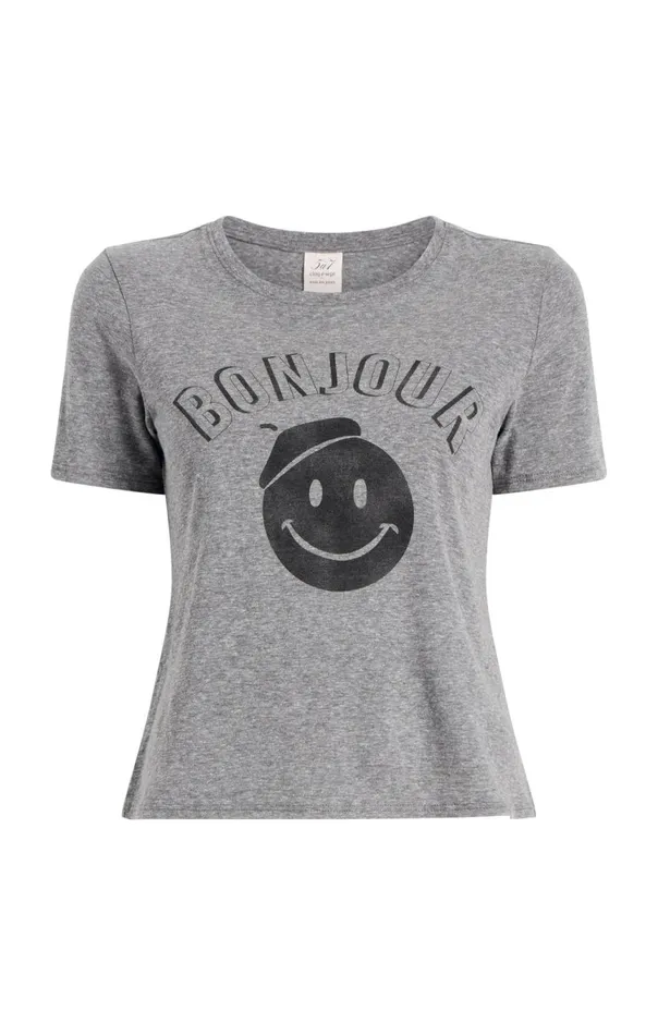Women Pop Up Bonjour Shrunken Tee Heathergreyblack Cinq Sept Tees