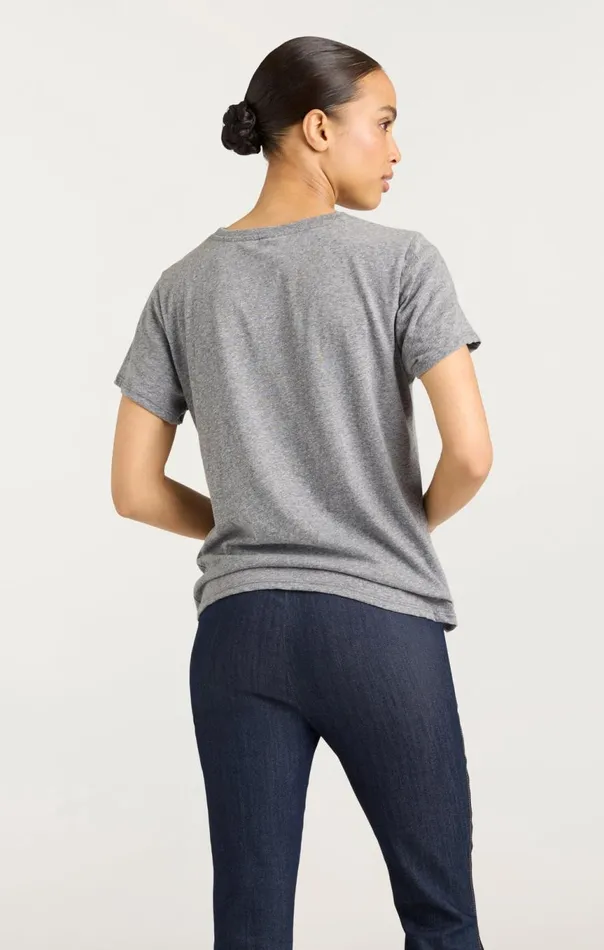 Women Pop Up Bonjour Shrunken Tee Heathergreyblack Cinq Sept Tees