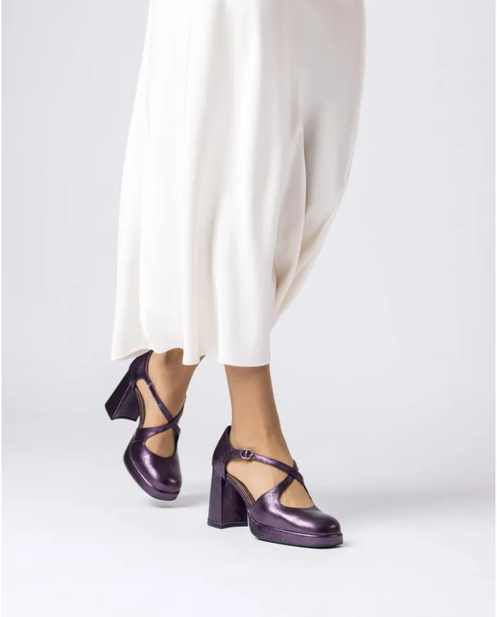 Women Purple TAKI High Heels Wonders Platforms