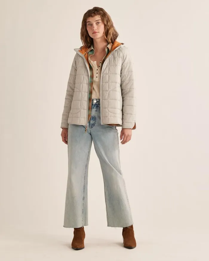 Women QUILTED HOODED JACKET Fogtomato Pendleton Jackets and Coats