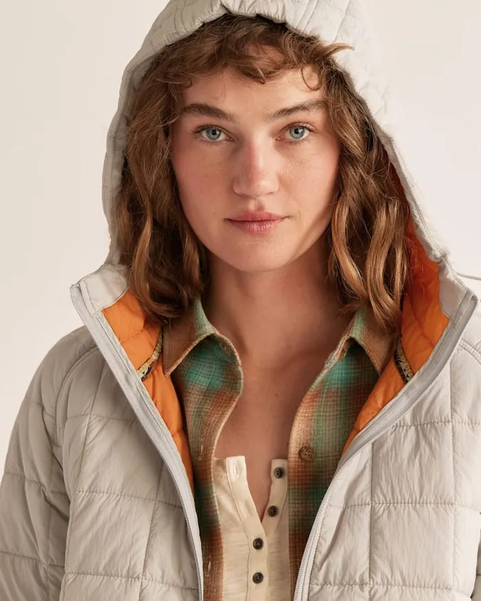 Women QUILTED HOODED JACKET Fogtomato Pendleton Jackets and Coats