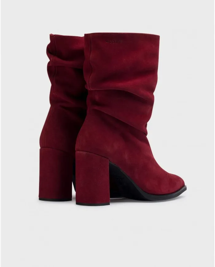 Women Red SALMA Ruched Booties Wonders Ankle Boots
