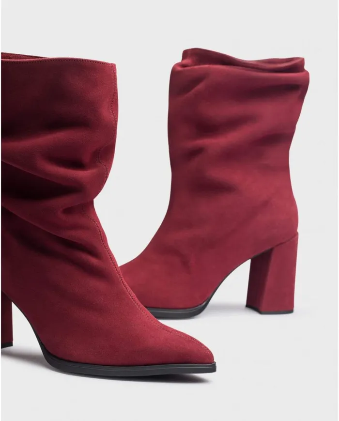 Women Red SALMA Ruched Booties Wonders Ankle Boots