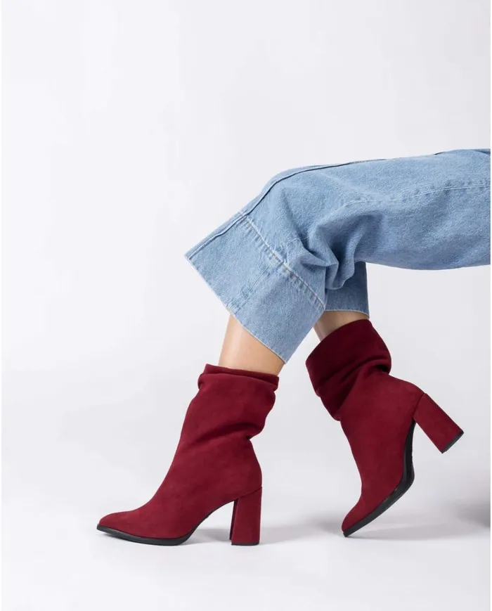Women Red SALMA Ruched Booties Wonders Ankle Boots