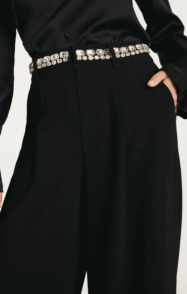 Women Rhinestone Chain Genna Pant Black Cinq Sept Pants