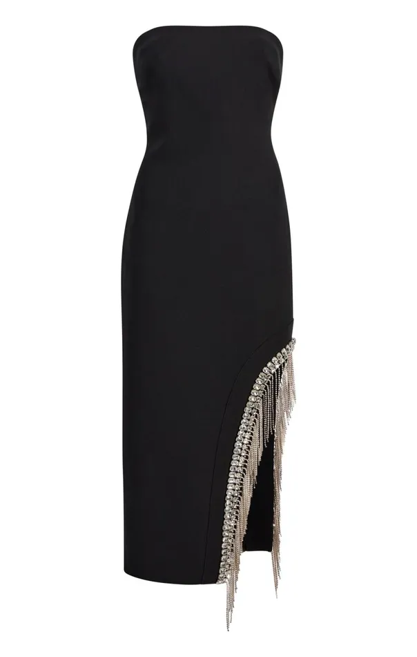 Women Rhinestone Fringe Sammy Dress Black Cinq Sept Midi