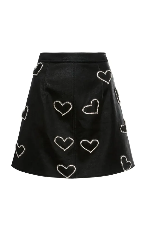 Women Rhinestone Hearts Palo Skirt Blacksilver Cinq Sept Skirts