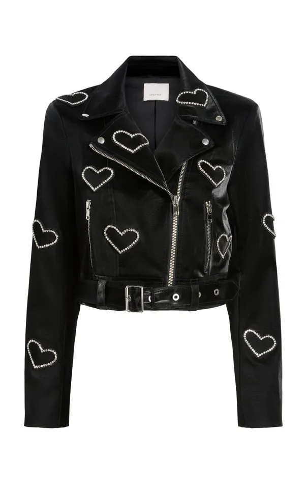Women Rhinestone Hearts Zoe Jacket Blacksilver Cinq Sept Jackets