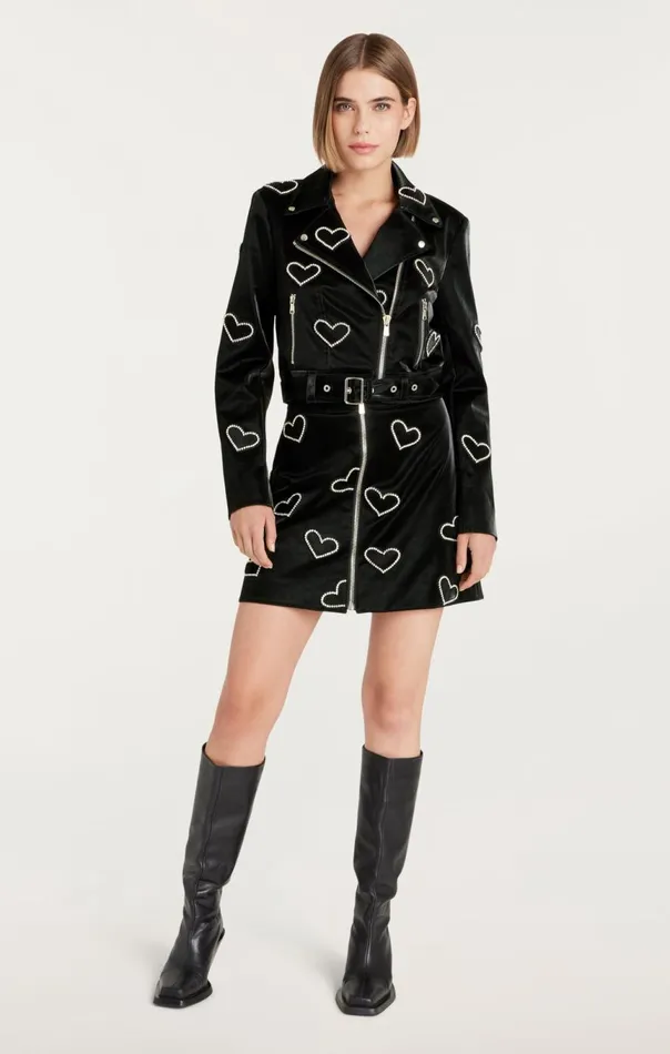 Women Rhinestone Hearts Zoe Jacket Blacksilver Cinq Sept Jackets