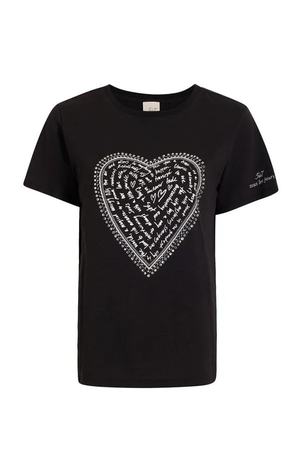 Women Rhinestone Love Letter Heart Tee Blackwhite Cinq Sept Tees