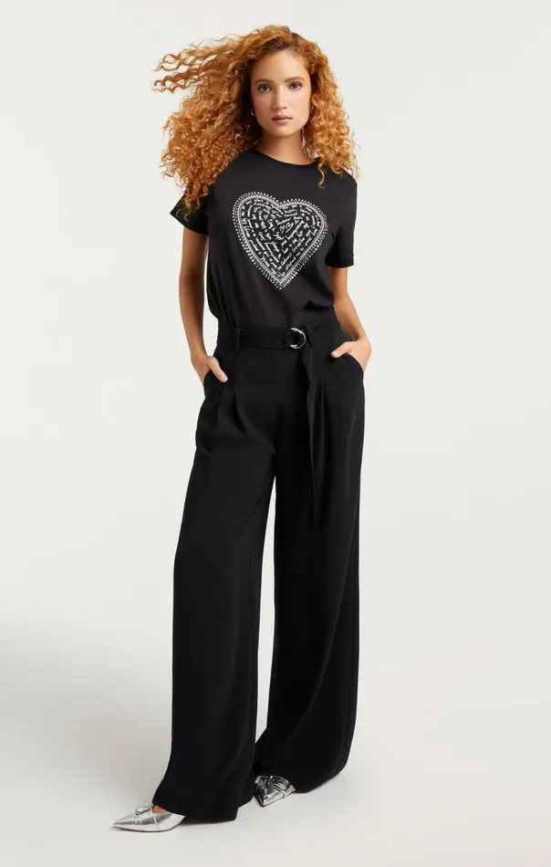 Women Rhinestone Love Letter Heart Tee Blackwhite Cinq Sept Tees