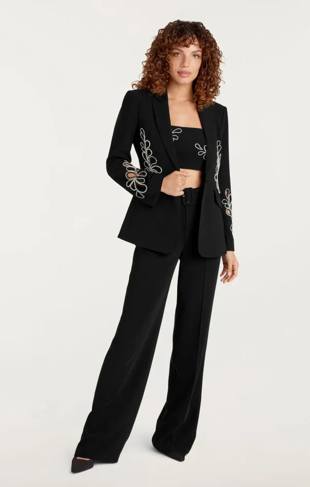 Women Rhinestone Paisley Cheyenne Blazer Black Cinq Sept Blazers