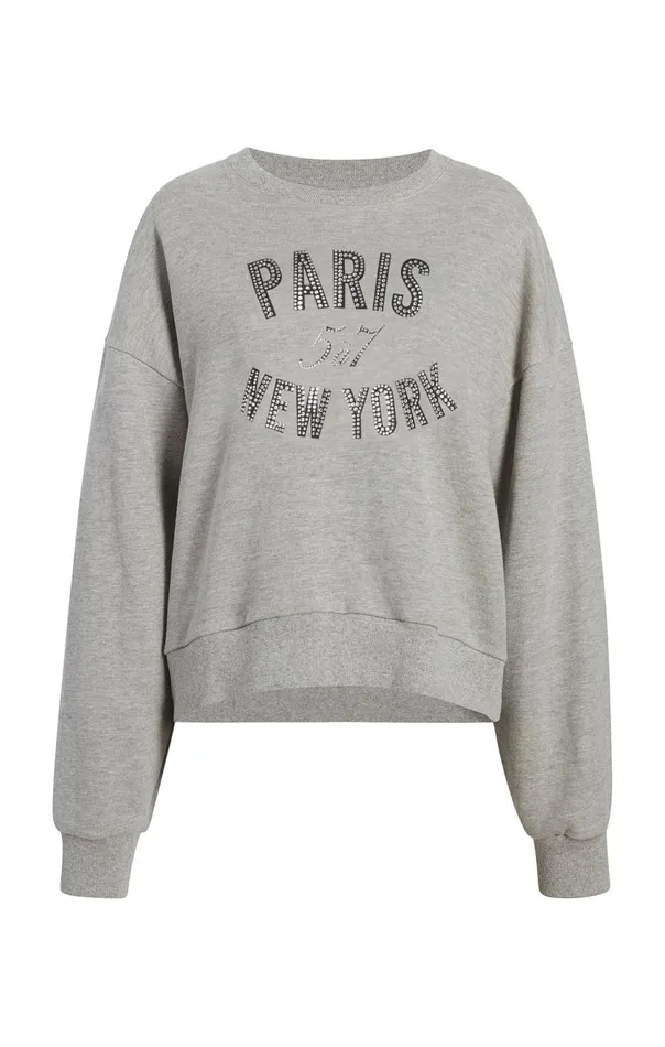 Women Rhinestone Paris New York Brandy Pullover Heathergreyblack Cinq Sept Sweaters and Knits Women Rhinestone Paris New York Brandy Pullover Heathergreyblack Cinq Sept Sweaters and Knits