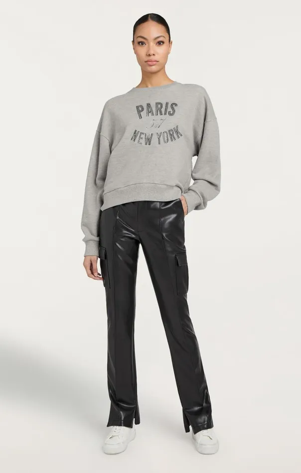 Women Rhinestone Paris New York Brandy Pullover Heathergreyblack Cinq Sept Sweaters and Knits