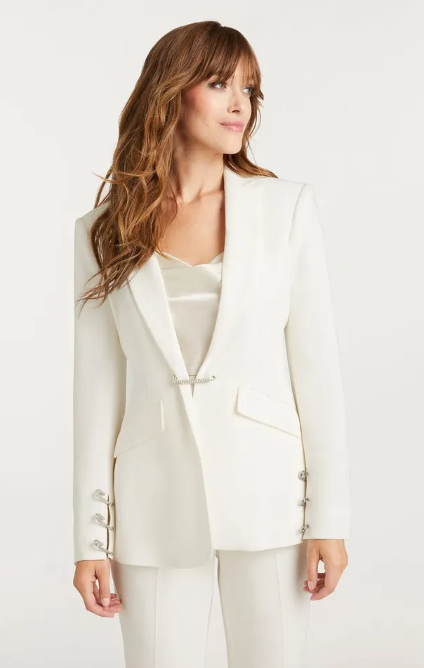 Women Rhinestone Pin Cheyenne Blazer Ivory Cinq Sept Blazers