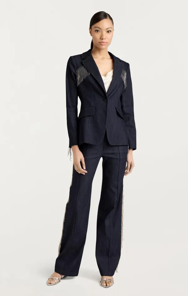 Women Rhinestone Sasha Blazer Indigo Cinq Sept Blazers