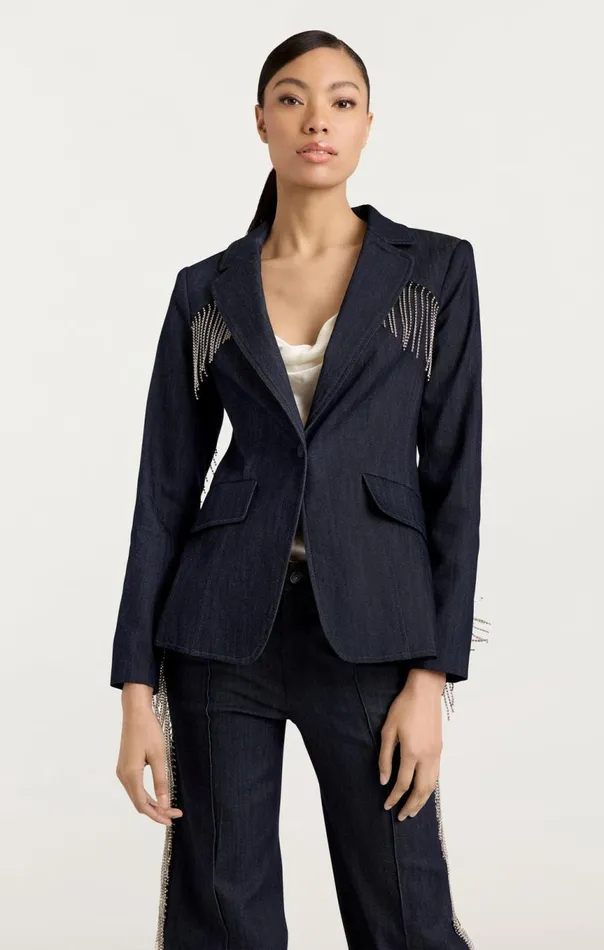 Women Rhinestone Sasha Blazer Indigo Cinq Sept Blazers