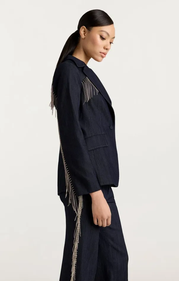 Women Rhinestone Sasha Blazer Indigo Cinq Sept Blazers