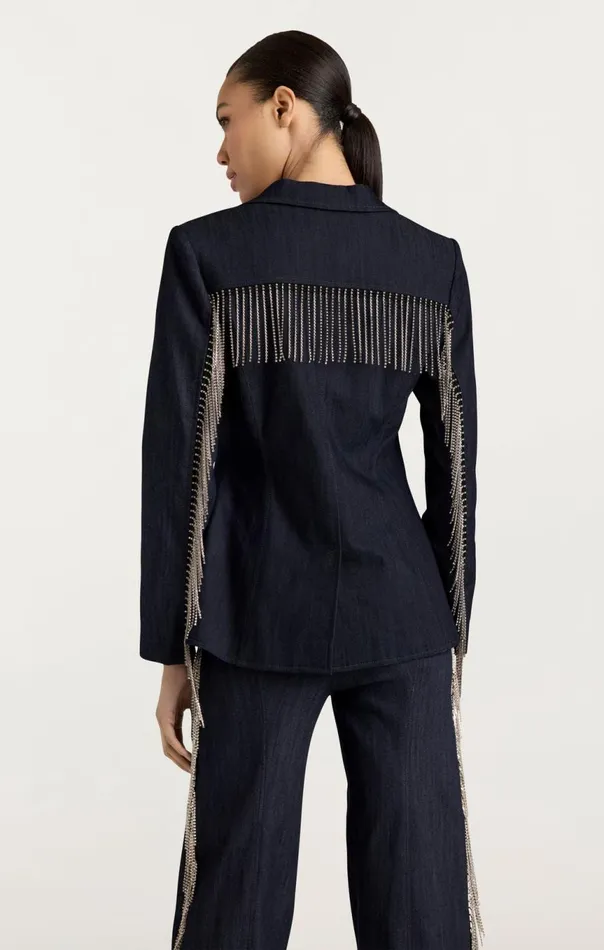 Women Rhinestone Sasha Blazer Indigo Cinq Sept Blazers