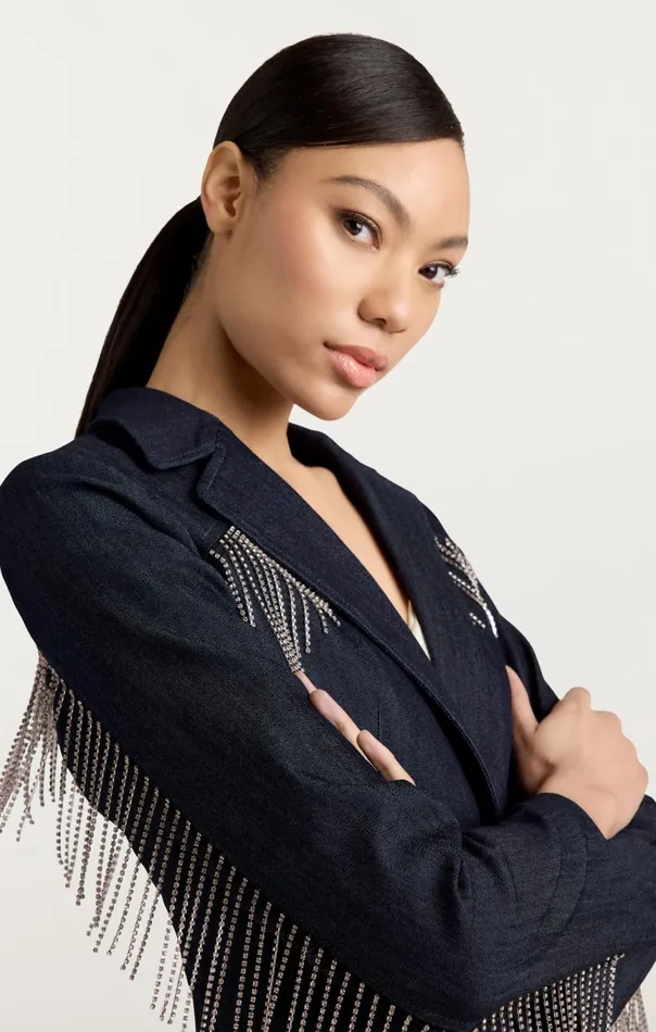 Women Rhinestone Sasha Blazer Indigo Cinq Sept Blazers