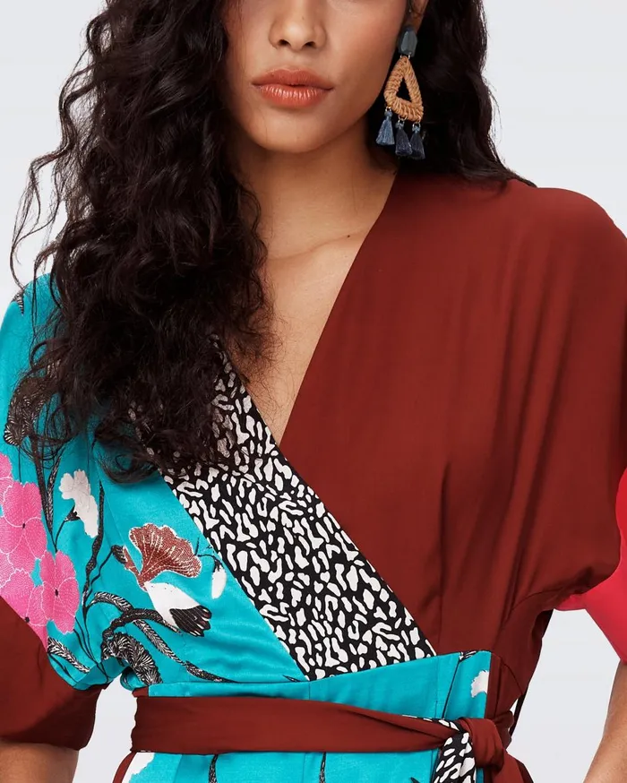 Women Rinna Jumpsuit Festvial Floral Teal And Chestnut DVF Jumpsuits and Rompers