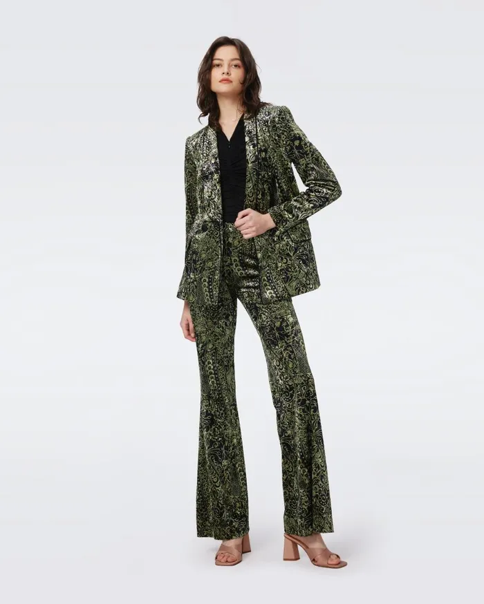 Women Ruthette Velvet Pants Laced Up DVF Pants and Shorts