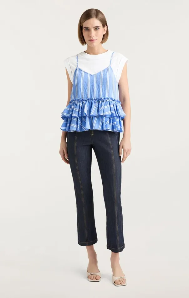 Women Samantha Top Whiteoxfordblue Cinq Sept Tees
