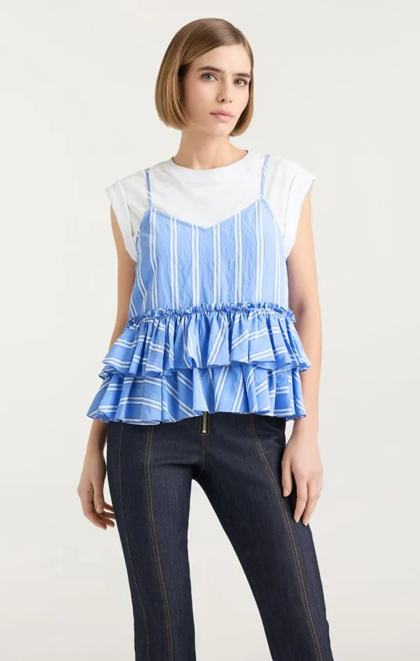 Women Samantha Top Whiteoxfordblue Cinq Sept Tees