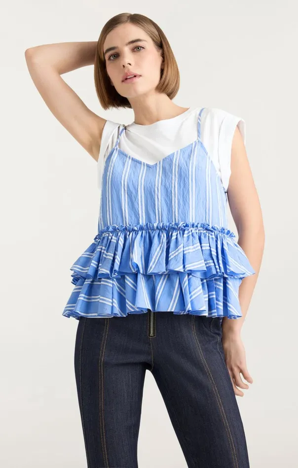 Women Samantha Top Whiteoxfordblue Cinq Sept Tees