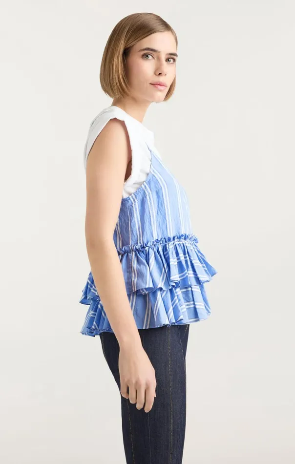 Women Samantha Top Whiteoxfordblue Cinq Sept Tees