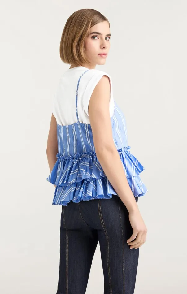 Women Samantha Top Whiteoxfordblue Cinq Sept Tees