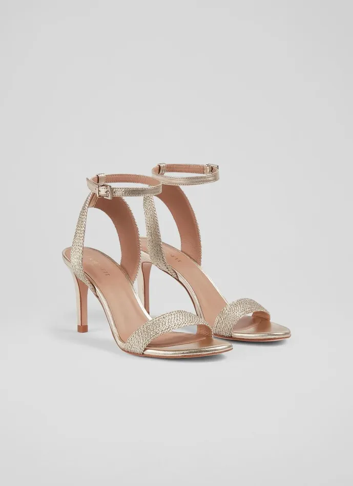 Women Sandals LKBennett Ivette Gold Metallic Rope Sandals Gold Women Sandals LKBennett Ivette Gold Metallic Rope Sandals Gold