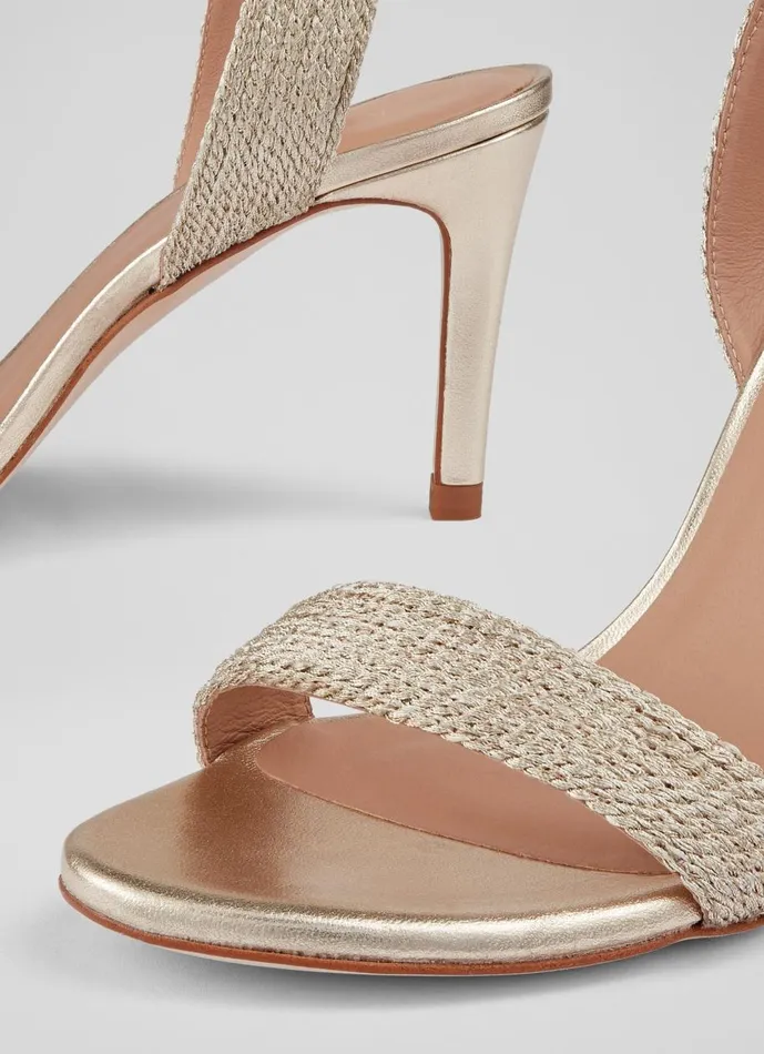 Women Sandals LKBennett Ivette Gold Metallic Rope Sandals Gold Women Sandals LKBennett Ivette Gold Metallic Rope Sandals Gold