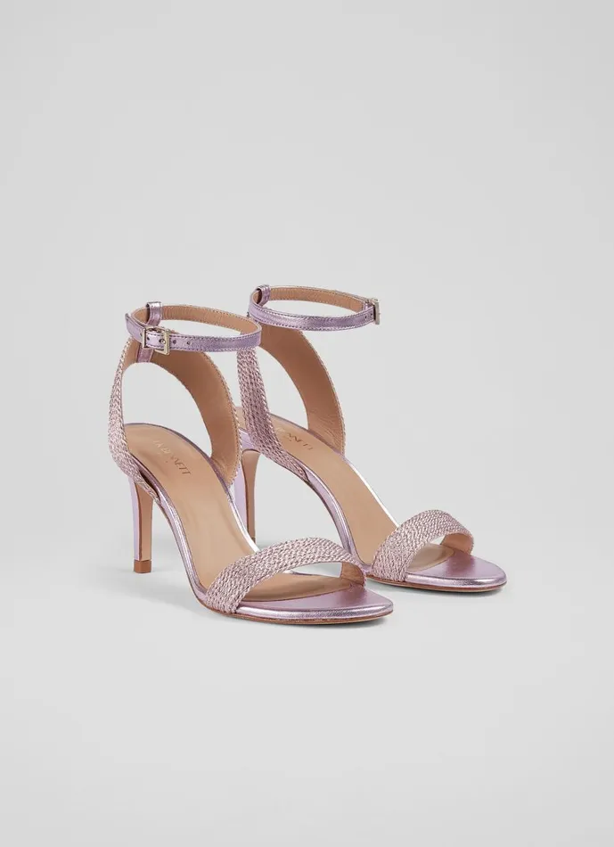Women Sandals LKBennett Ivette Pink Metallic Rope Sandals Pink Women Sandals LKBennett Ivette Pink Metallic Rope Sandals Pink