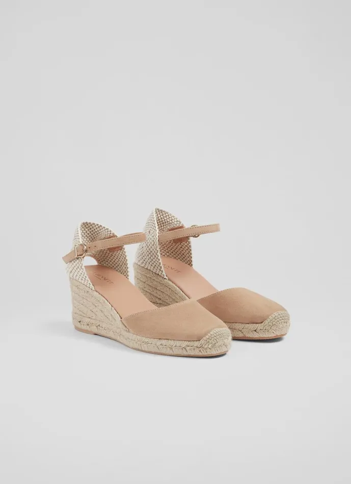 Women Sandals LKBennett Marissa Beige Suede Ankle Strap Espadrilles Trench Women Sandals LKBennett Marissa Beige Suede Ankle Strap Espadrilles Trench