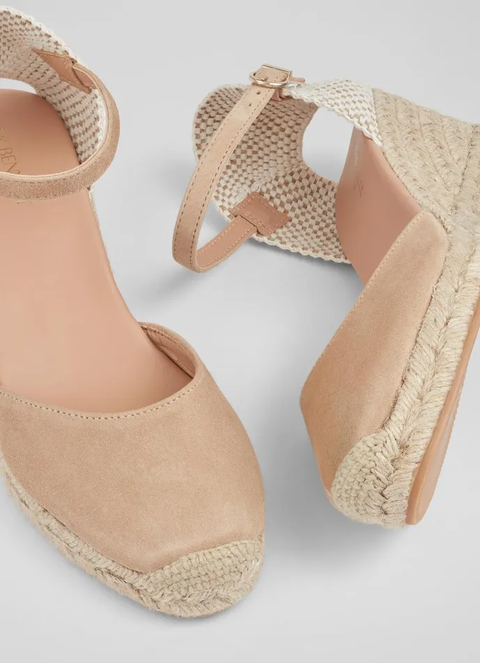Women Sandals LKBennett Marissa Beige Suede Ankle Strap Espadrilles Trench Women Sandals LKBennett Marissa Beige Suede Ankle Strap Espadrilles Trench