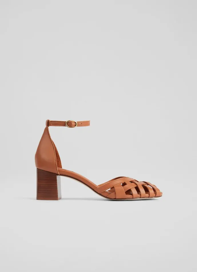 Women Sandals LKBennett Noemia Tan Leather CrissCross Sandals Tan